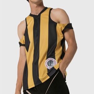 SOLD: Unisex Martine Rose cut-out striped football shirt